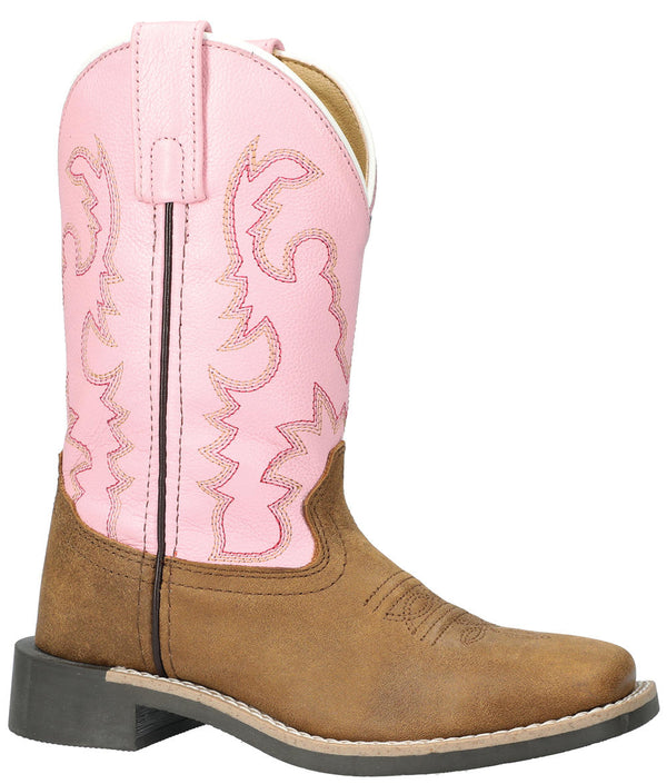 Youth Smoky Mountain 3312Y Addison Vintage Brown/Pink Leather Top Square Toe Boot