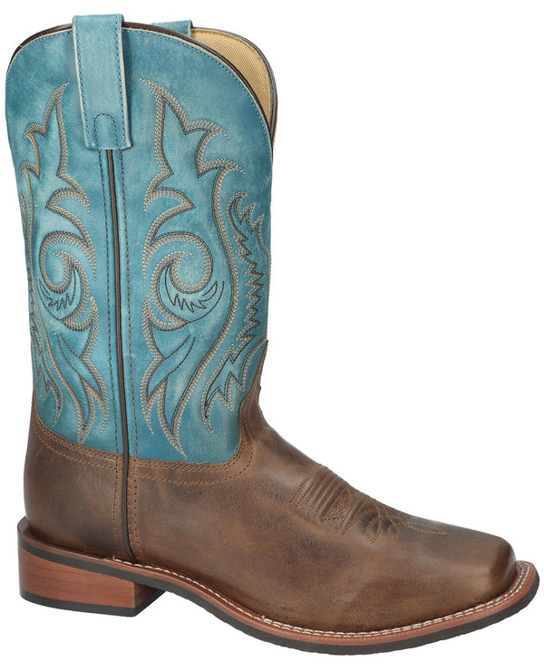 Men's Smoky Mountain 4310 11" Knoxville Brown Oil Distress/Vintage Blue Leather Top Wide Square Toe