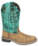 Women's Smoky Mountain 6223 10" Tracie Tan with Turquoise Top Wide Square Toe Boot