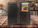 Zep Pro Mississippi State University Bulldogs Burnished Antique Brown Leather Tall Wallet Inside view showing 6 interior credit card slots
1 ID window
1 plastic (6 card insert)
2 bill/cash compartment