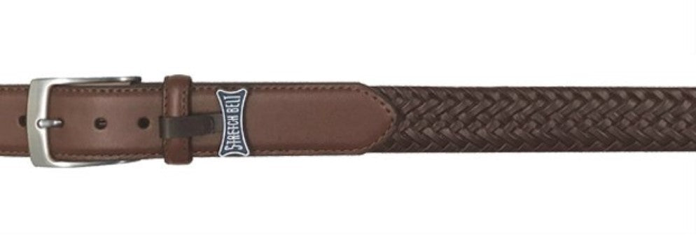 Men's Danbury Tan Golf Genuine Leather Braided Stretch Belt
