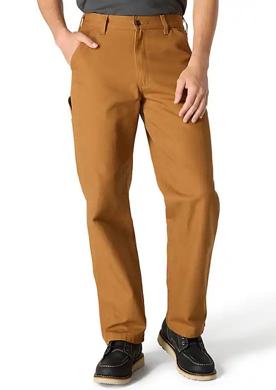 Mens Carharrt canvas work pants in Carhartt Brown. Front View