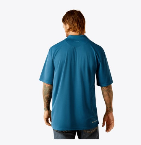 Men's Ariat 10055251 Tek Polo Shirt In Blue Sapphire