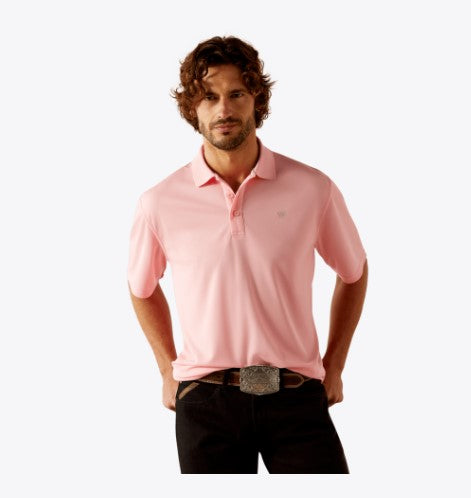 Men's Ariat 10055252 Tek Polo Shirt In Pink