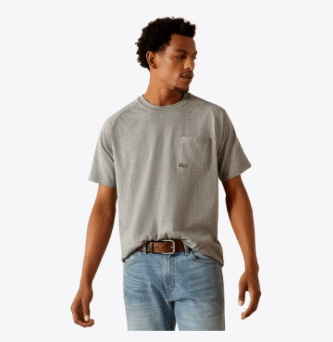 Men's Ariat 10054510 Rebar Cotton Strong Buddy T-Shirt In Heather Grey