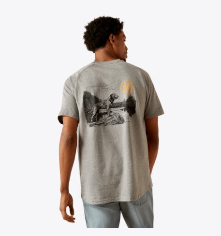 Men's Ariat 10054510 Rebar Cotton Strong Buddy T-Shirt In Heather Grey