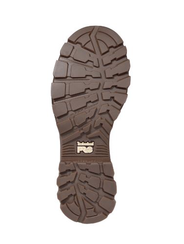 Women's Timberland Brown 6 inch Titan® EV Comp Toe WP Lace-up Boot. Outsole view.