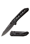 8 Inches Overall
7CR17 Stainless Steel Blade
4.5 Inches Anodized Aluminum Handle
Rapid Lock
Includes Deep Carry Pocket Clip Front View and Back View of Clip