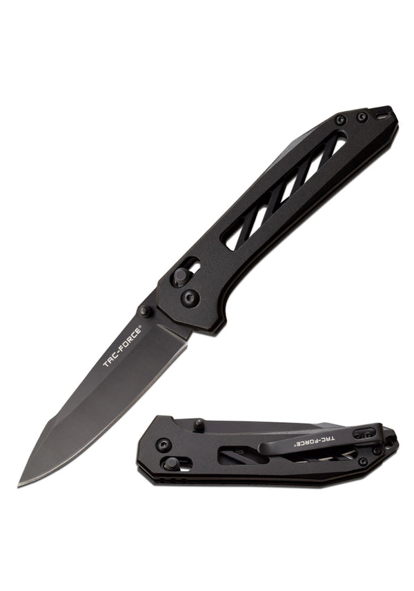 8 Inches Overall
7CR17 Stainless Steel Blade
4.5 Inches Anodized Aluminum Handle
Rapid Lock
Includes Deep Carry Pocket Clip Front View and Back View of Clip