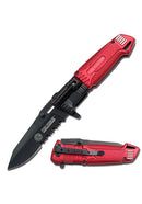 High Quality Materials: Made from quality materials. 3CR13 black stainless steel partially serrated drop point blade provides an excellent balance of hardness and corrosion resistance. Front and Back View