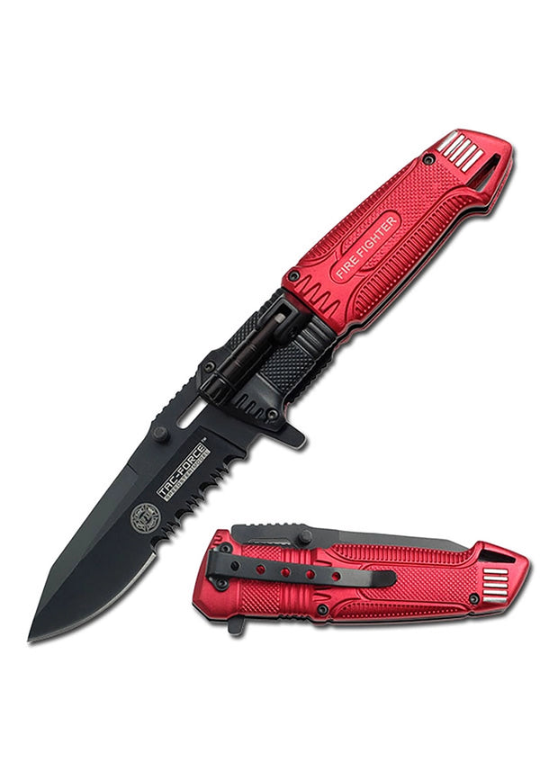 High Quality Materials: Made from quality materials. 3CR13 black stainless steel partially serrated drop point blade provides an excellent balance of hardness and corrosion resistance. Front and Back View