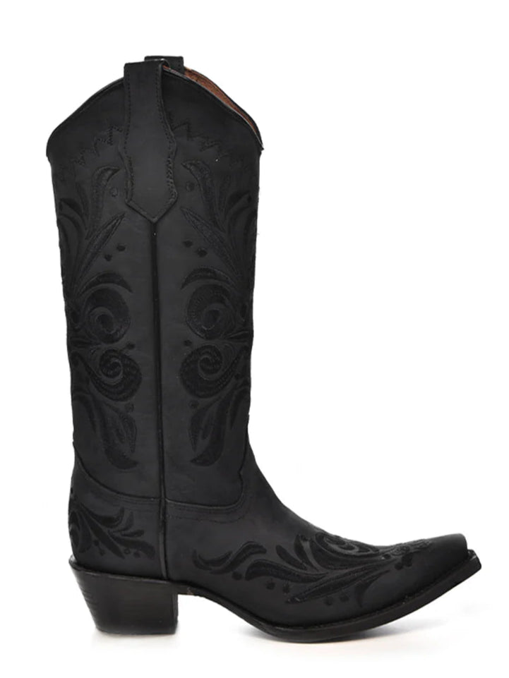 Women's Circle G L5433 13" Black Filigree Snip Toe Boot