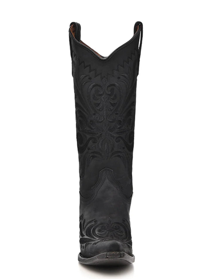 Women's Circle G L5433 13" Black Filigree Snip Toe Boot