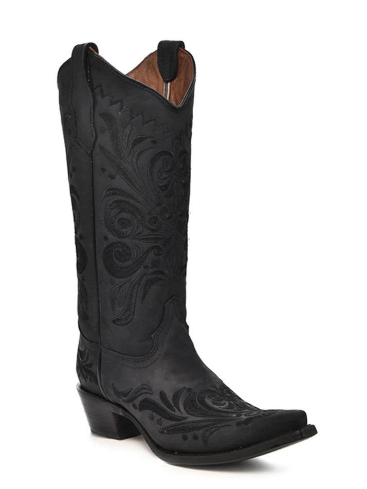 Women's Circle G L5433 13" Black Filigree Snip Toe Boot