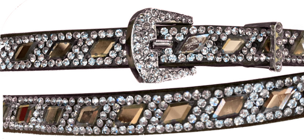 Top Notch Accessories Western Style Brown Hat Band with Diamond Shaped Crystals