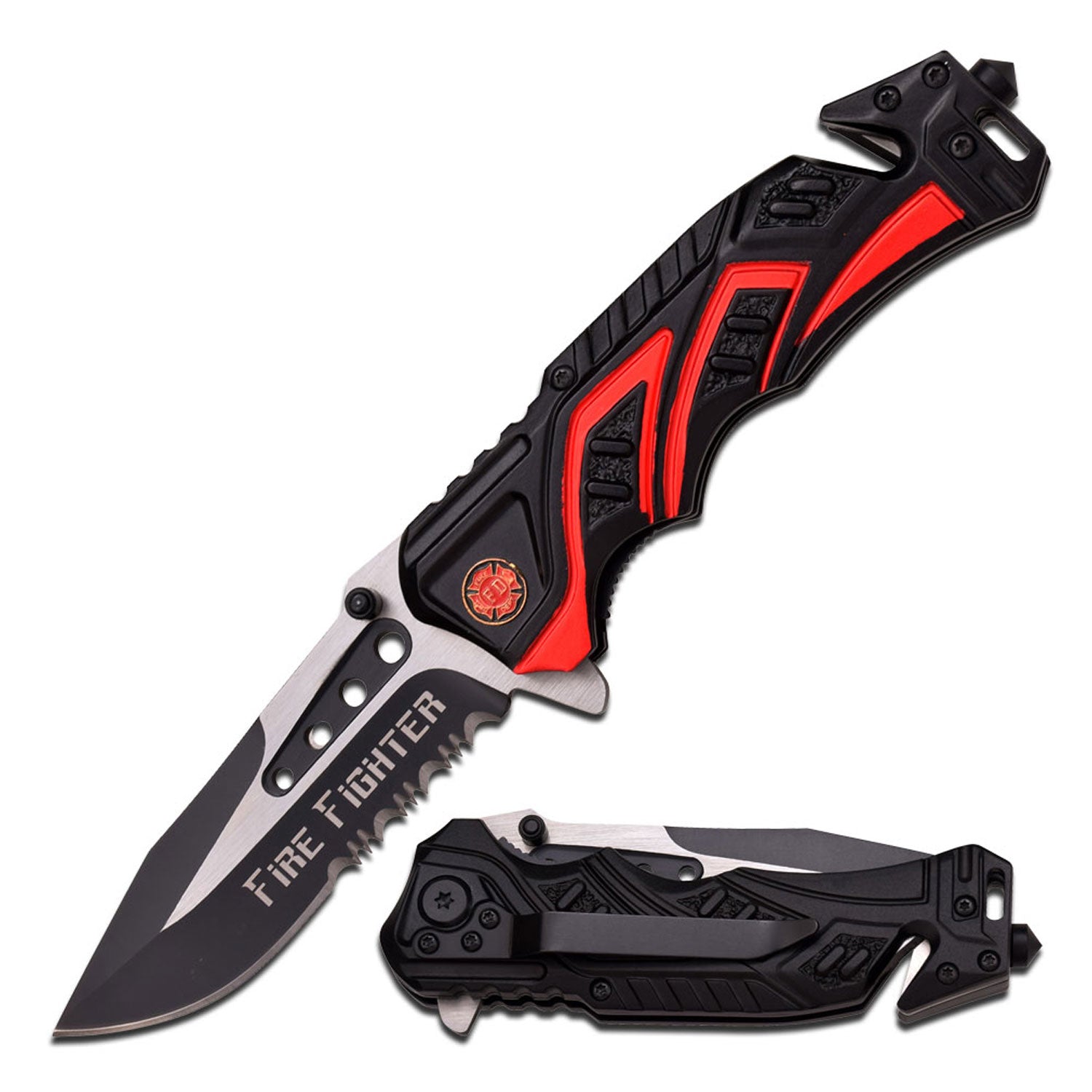MTech USA Fire Department Emblem Spring Assisted Knife