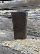 Coffee Brown alligator print leather checkbook wallet with cowhide inlay and Bull Rider Concho. Rear View