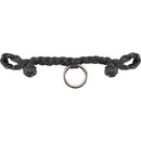 A black nylon braided bit hobble with an O-ring in the middle, designed for calf roping use.