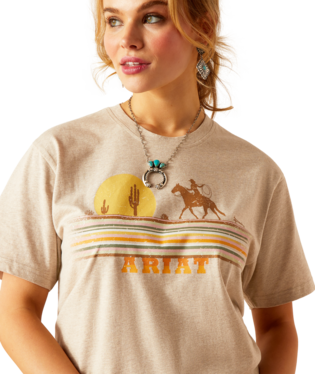 Ariat 10048680 Women's Cowgirl Desert T-Shirt Oatmeal Heather