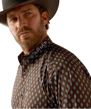 Men's Ariat 10054056 Team Oak Long Sleeve Classic Fit Shirt