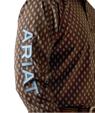 Men's Ariat 10054056 Team Oak Long Sleeve Classic Fit Shirt
