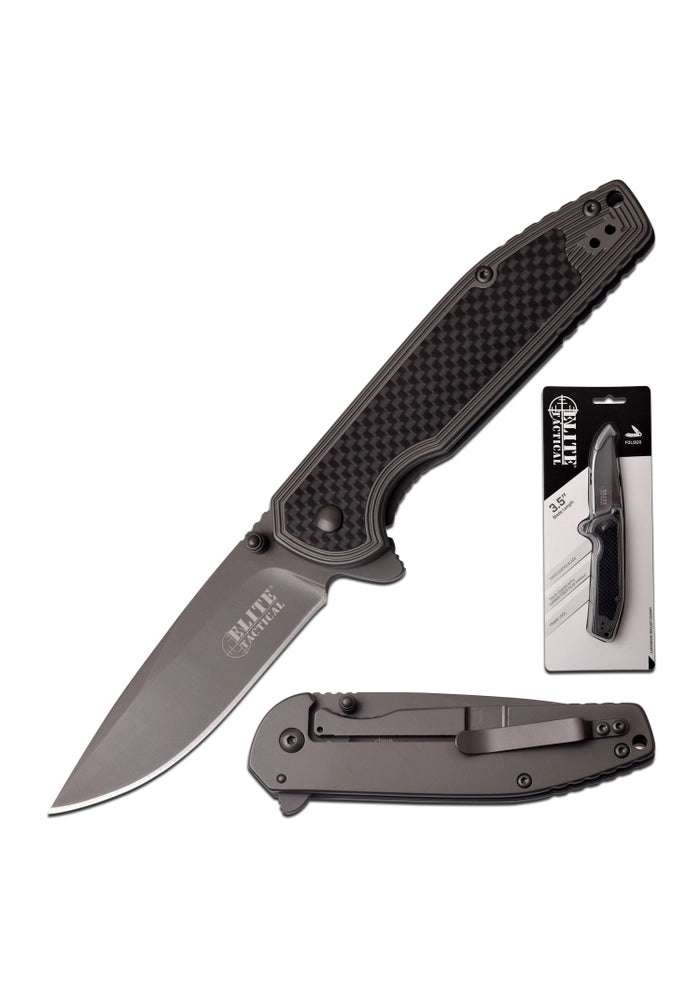 Made from premium quality materials. 8CR13 TiNite Coated blade provides an excellent balance of hardness and corrosion resistance.
Tactical Redefined: Upscale tactical knife developed with purpose and aesthetics in mind. Combining the finest raw materials, mechanisms and construction to craft a truly elegant men’s useful accessory. Front View Back View