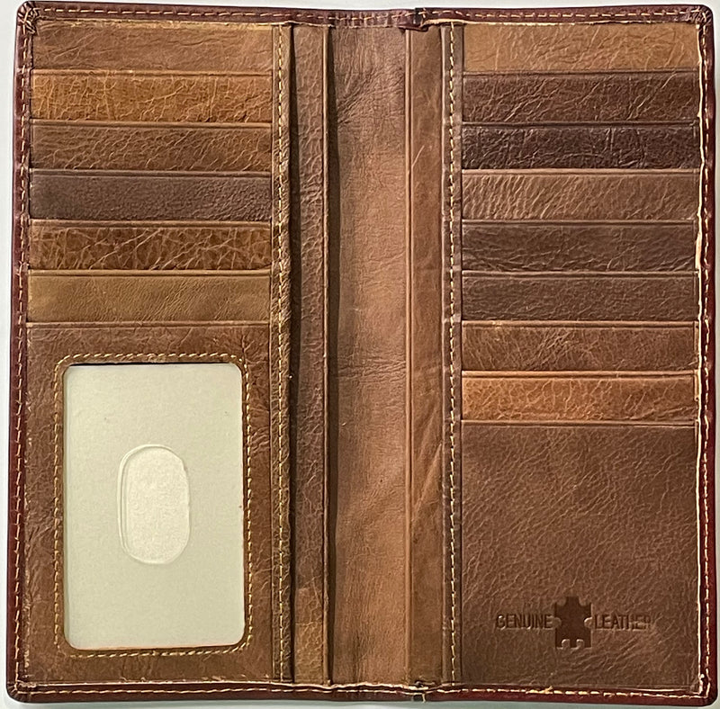 Top Notch Accessories 6211CF Coffee Embossed Praying Cowboy With Floral Embossed Wallet