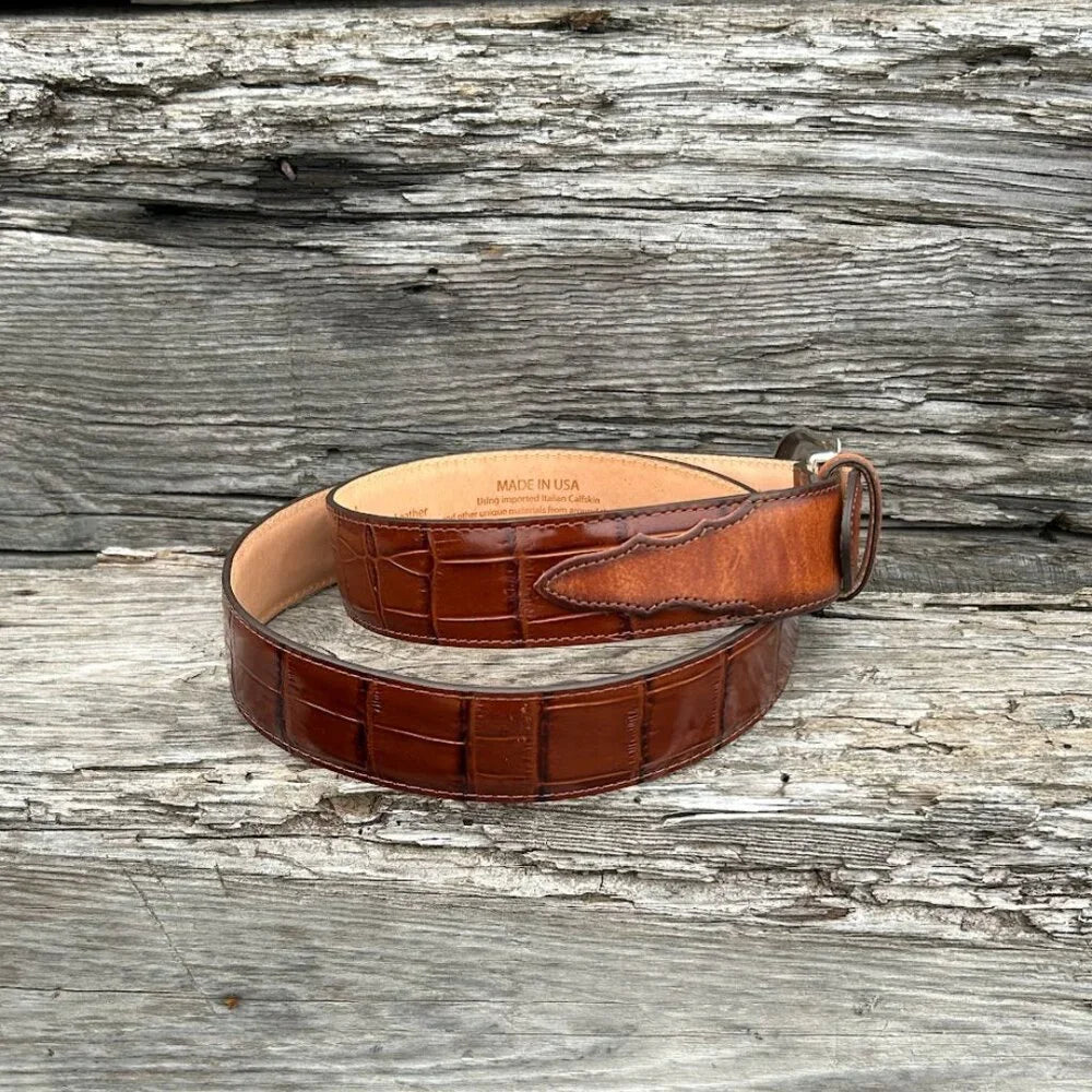 Men's Tony Lama C42534 Tan Caiman Print The Georgetown Belt *Closeout*