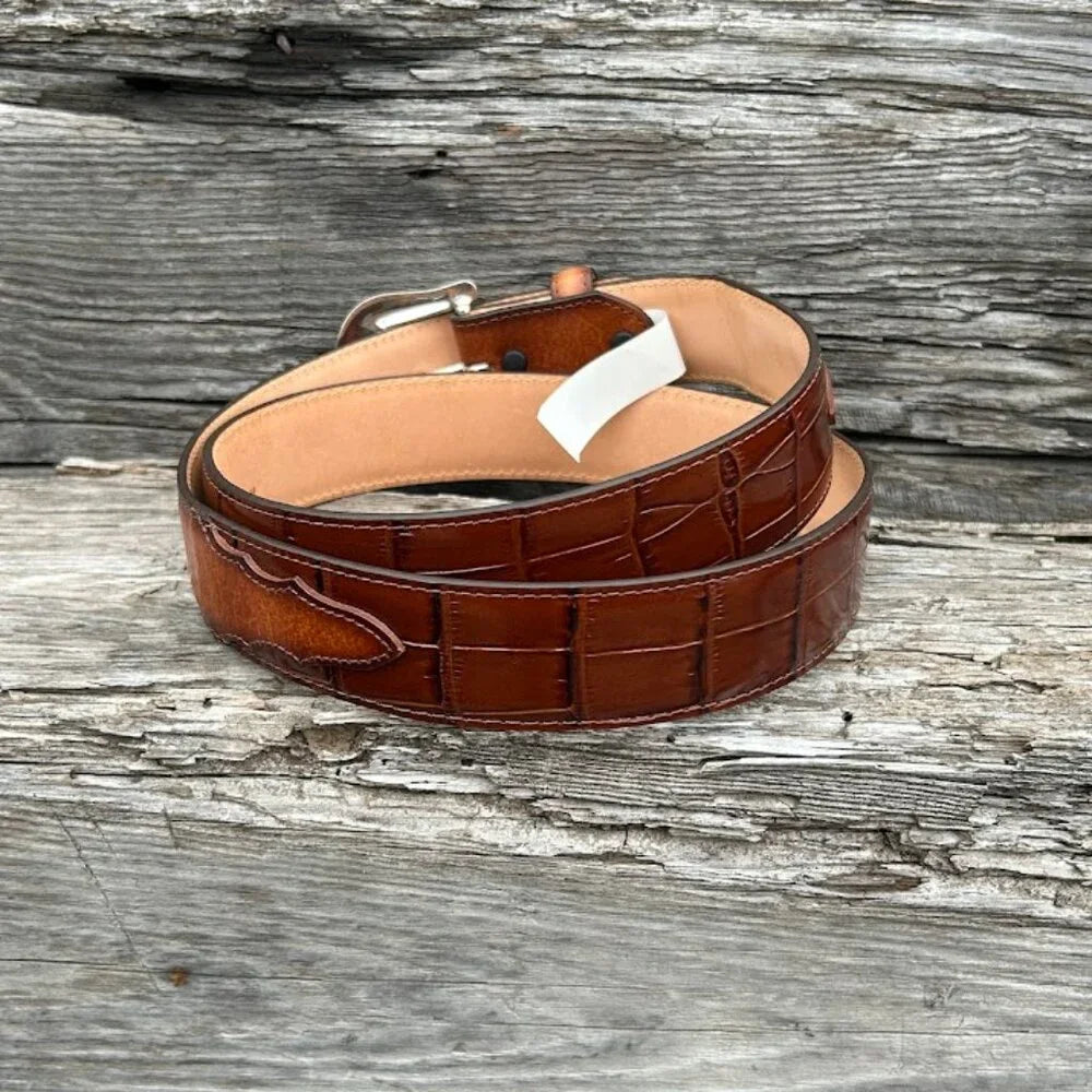 Men's Tony Lama C42534 Tan Caiman Print The Georgetown Belt *Closeout*