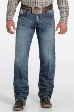 Men's Cinch MB92834045 White Label Medium Stonewash Relaxed Fit Arenaflex Jean