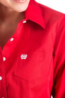 Women's Cinch MSW9164032 Solid Red Long Sleeve Shirt