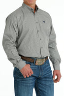 Men's Cinch MTW1105698 Gray/White/Navy Geometric Print Button Down Long Sleeve Shirt CLOSEOUT