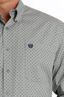 Men's Cinch MTW1105698 Gray/White/Navy Geometric Print Button Down Long Sleeve Shirt CLOSEOUT
