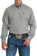 Men's Cinch MTW1105698 Gray/White/Navy Geometric Print Button Down Long Sleeve Shirt CLOSEOUT