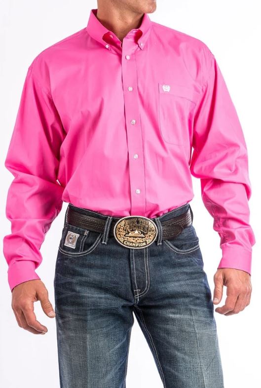Men's Cinch MTW1103320 Solid Pink Classic Fit Button Down Long Sleeve Shirt