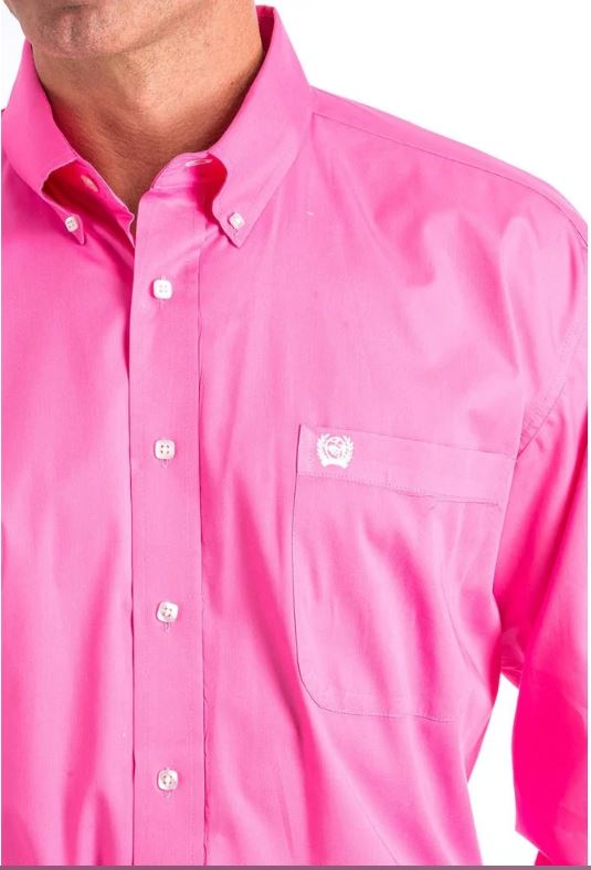 Men's Cinch MTW1103320 Solid Pink Classic Fit Button Down Long Sleeve Shirt