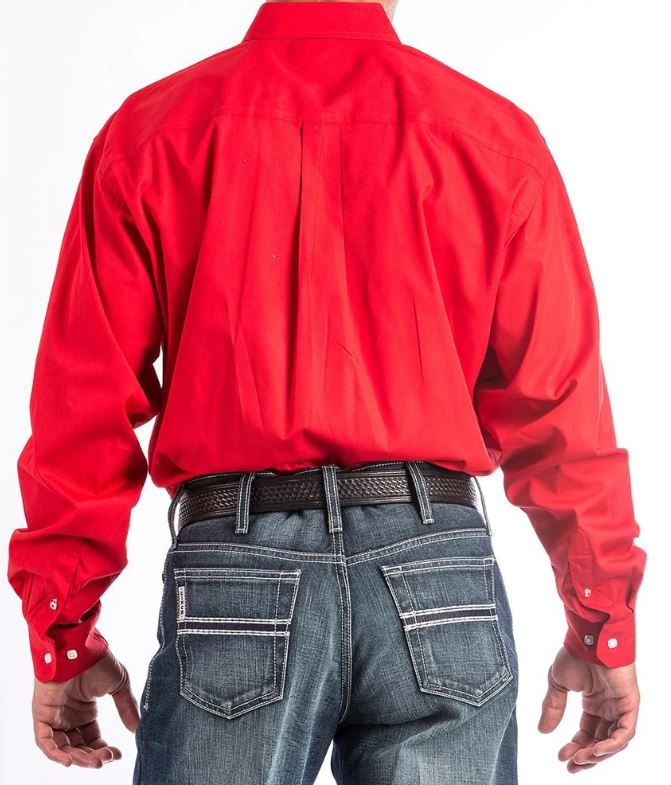 Men's Cinch MTW1103313 Solid Red Classic Fit Button Down Long Sleeve Shirt