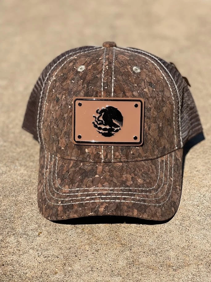 Brown Cork Cap with Mexico Coat of Arms Concho