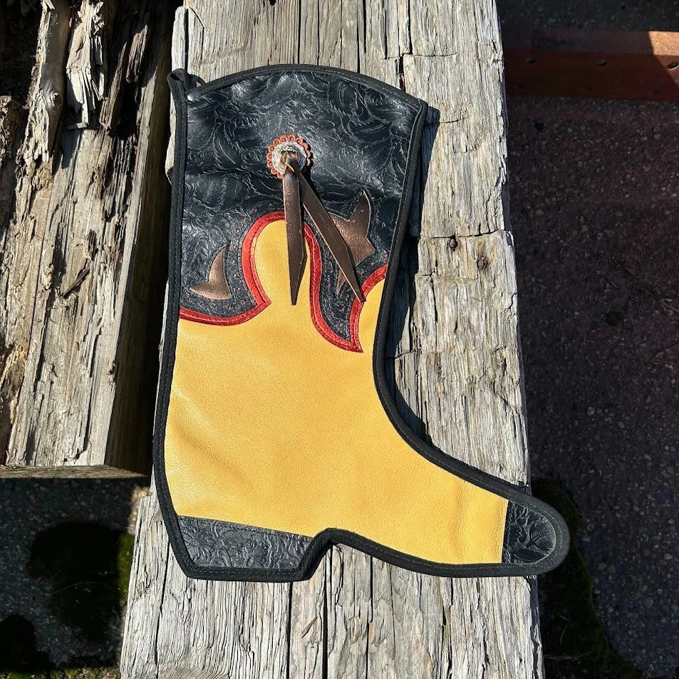 Genuine Leather Western Cowboy Boot Christmas Stocking