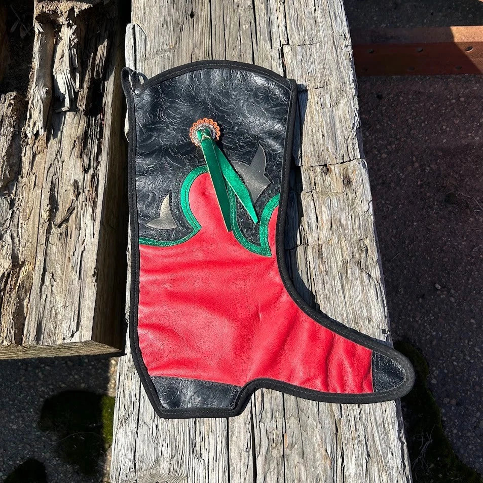Genuine Leather Western Cowboy Boot Christmas Stocking