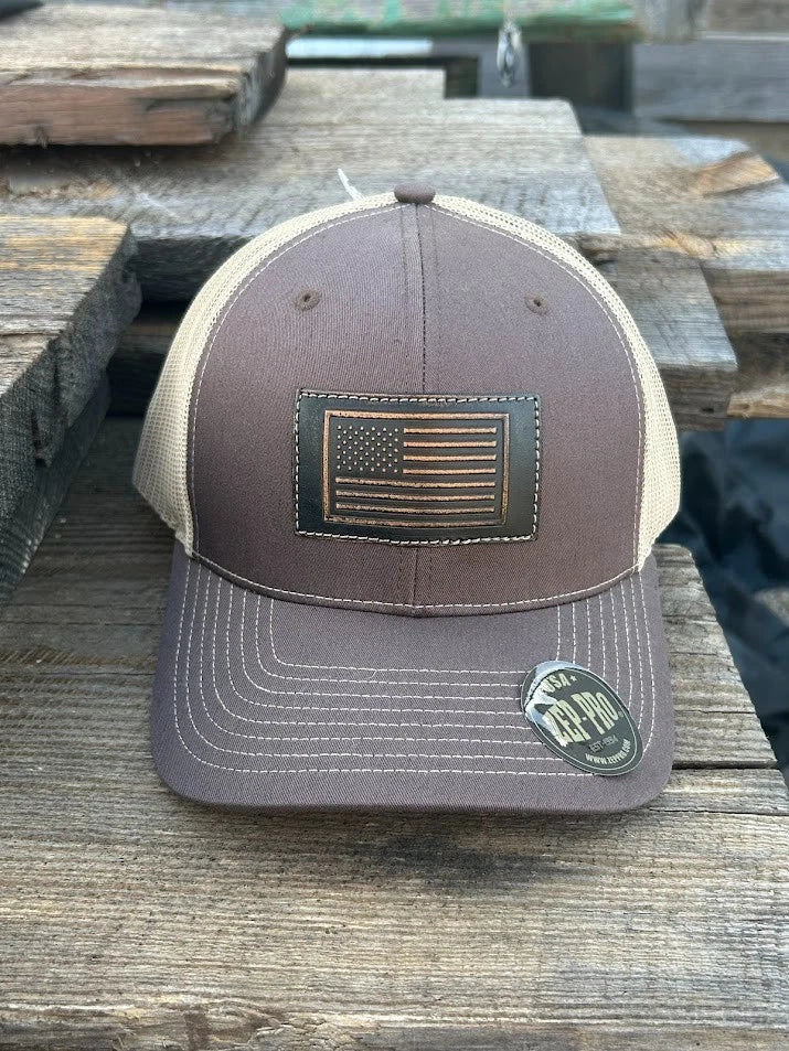 Zep Pro American Flag Leather Patch Richardson Snapback Cap