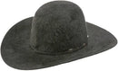 Side view open crown charcoal grey grizzly felt hat. 