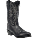 A profile view of a men's Laredo brand black 12 inch birchwood R toe cowboy boot.