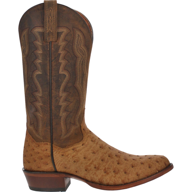 Dan Post DP3077 13" Gehrig Antique Saddle Tan Full Quill Ostrich Foot R Toe (SHOP IN-STORE TOO)