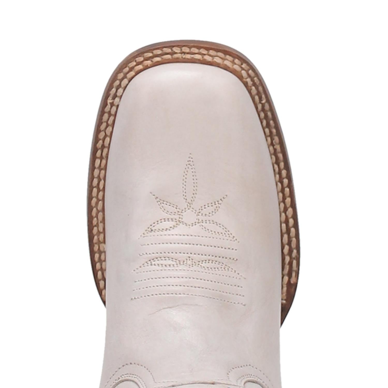 Women's Dan Post DP4999 12" Sugar White Leather Wide Square Toe Boots *Closeout*