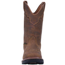A front view of a brown, leather Dan Post DP69482 men's boot with a square toe and steel toe protection.