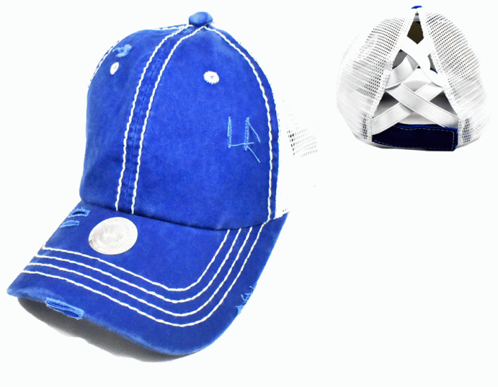 Crisscross Ponytail Royal Blue 019 Cap