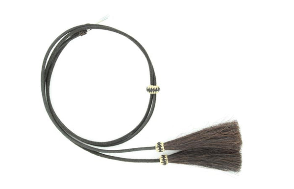 TWISTER 0295301 BLACK GENUINE LEATHER STAMPEDE STRINGS WITH HORSEHAIR TASSELS