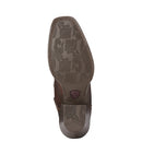 Women's Ariat narrow square toe boots in Brown. Bottom view showing outsole. 