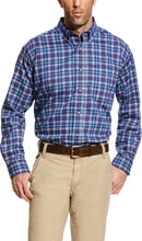 Men's Ariat long sleeve FR shirt in Blue Plaid. 